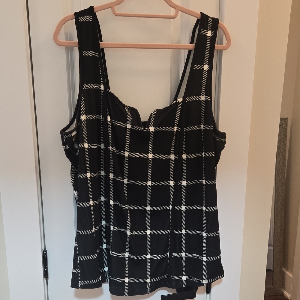 Torrid Black and White Plaid Tank Top